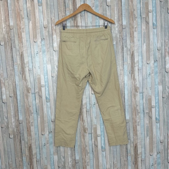 Adam Mar S Tan Cotton Linen Twill Trouser Pants Drawstring Minimalist Casual - Picture 5 of 8